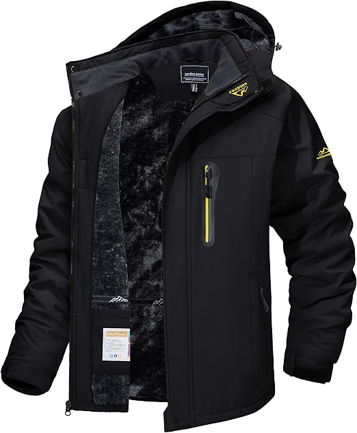 Men's Winter Ski Jacket Waterproof Snow Coats Snowboard Fleece Lining Jacket Warm Parka with Hooded - Zetra Shop