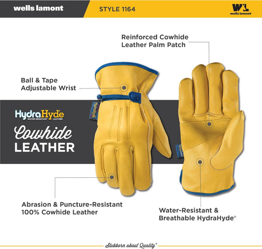 Men’s Adjustable HydraHyde Full Leather Work Gloves | Water - Resistant | XX - Large (1164XX) - Zetra Shop