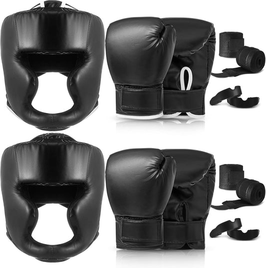 14 Pcs Boxing Set Including 2 Pair of 16 oz Boxing Gloves Headgear Helmet and Hand Wraps Mouth Guards Gifts for Adults Youth Beginners Training Equipment - Zetra Shop