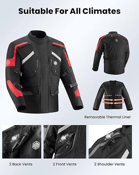 Motorcycle Jacket Adventure Mens Riding Armored Airflow Dirt Bike Touring Waterproof Clothing All Season Model RL01 - Zetra Shop