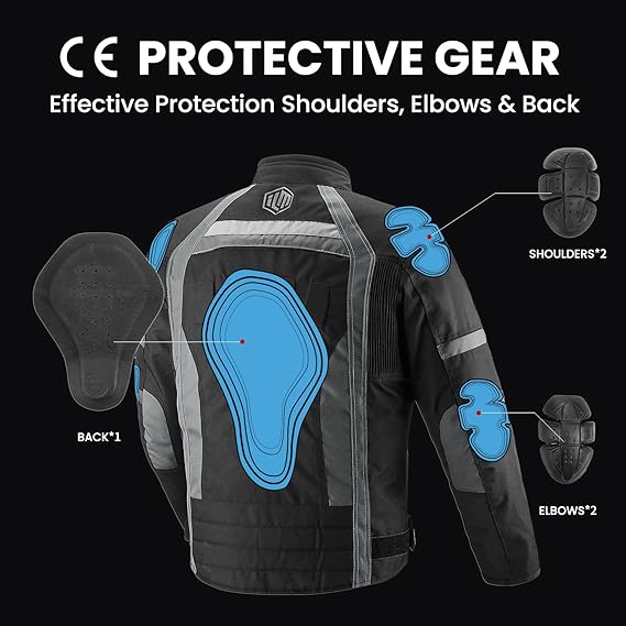 Motorcycle Jacket with CE Armor for Men Enduro Touring Dualsport Riding Water Resistant Textile All - weather B02 - Zetra Shop