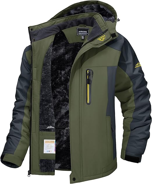Men's Winter Ski Jacket Waterproof Snow Coats Snowboard Fleece Lining Jacket Warm Parka with Hooded - Zetra Shop