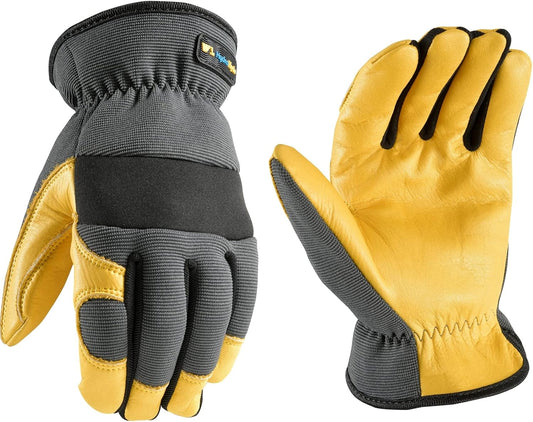 Men's Slip On HydraHyde Water - Resistant Leather Palm Hybrid Work Gloves,Gray, Large 3241L (Pack of 1) - Zetra Shop