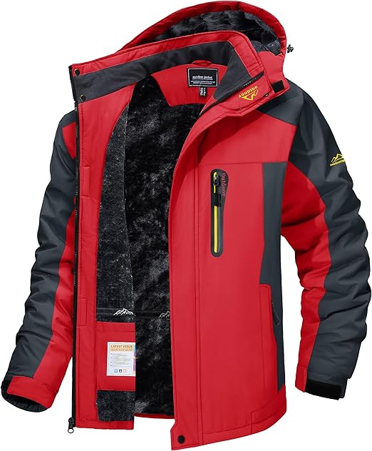 Men's Winter Ski Jacket Waterproof Snow Coats Snowboard Fleece Lining Jacket Warm Parka with Hooded - Zetra Shop