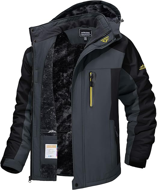 Men's Winter Ski Jacket Waterproof Snow Coats Snowboard Fleece Lining Jacket Warm Parka with Hooded - Zetra Shop