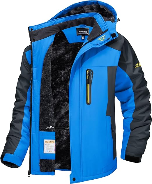 Men's Winter Ski Jacket Waterproof Snow Coats Snowboard Fleece Lining Jacket Warm Parka with Hooded - Zetra Shop